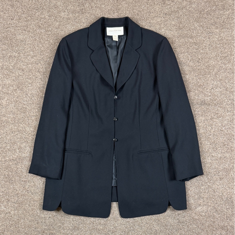 Jones New York Blazer Suit Jacket Womens 16W Tie Back Preppy Loop Button Closure